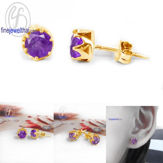 ต่างหูอะเมทิสต์-ต่างหูเงิน-อะเมทิสต์-เงินแท้925-ออกแบบพิเศษ-finejewelthai-E1056am