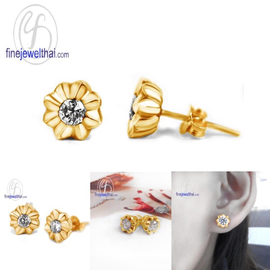 ต่างหูเพชร-ต่างหูเงิน-เพชรสังเคราะห์-เงินแท้925-E1057cz