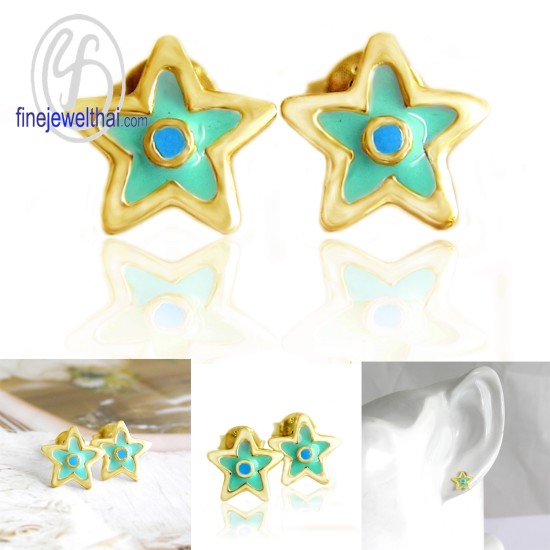 ต่างหูรูปดาว-ต่างหูลงสี-ต่างหูเงิน-เงินแท้925-finejewelthai-E306400E-2