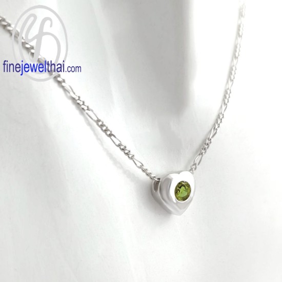 จี้เพอริดอท-จี้หัวใจ-จี้เงิน-จี้พลอย-พลอยประจำเดือน-P1008pd