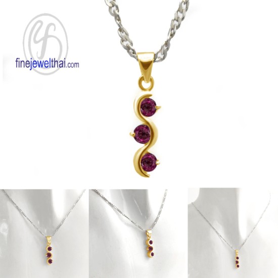 จี้ทับทิม-เงินแท้-จี้พลอย-พลอยประจำเดือนเกิด-P1009rb
