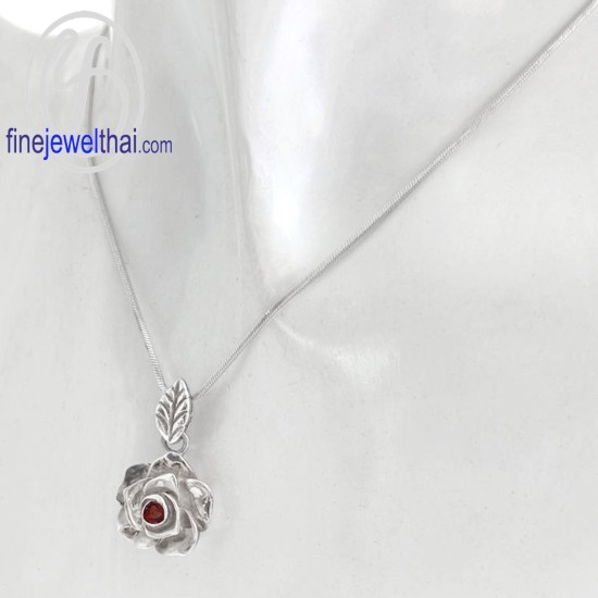 จี้โกเมน-จี้พลอย-จี้ดอกกุหลาบ-พลอยประจำเดือน-P1048gm