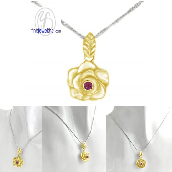 จี้ทับทิม-เงินแท้-จีั้กุหลาบ-จี้พลอย-พลอยประจำเดือนเกิด-P1048rb