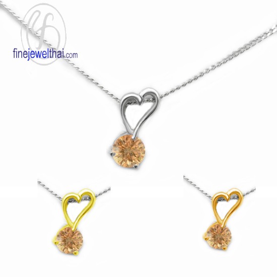 จี้ซิทริน-เงินแท้-จี้พลอย-จี้เงิน-พลอยประจำเดือนเกิด-P1052ct