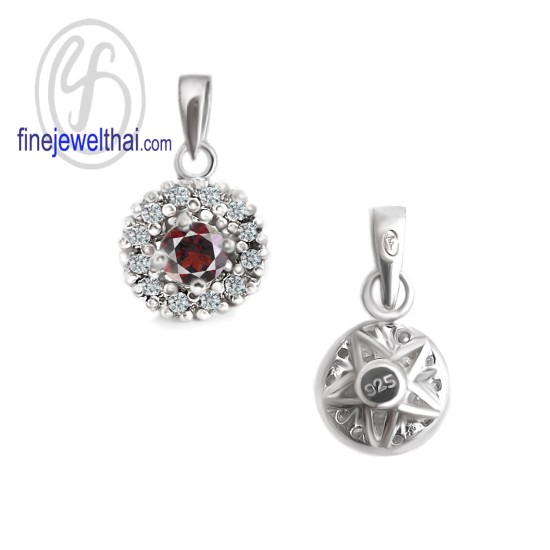 จี้โกเมน-จี้เพชร-CZ-จี้เงินแท้-พลอยประจำเดือนเกิด-Finejewelthai-P1081cz00e-gm