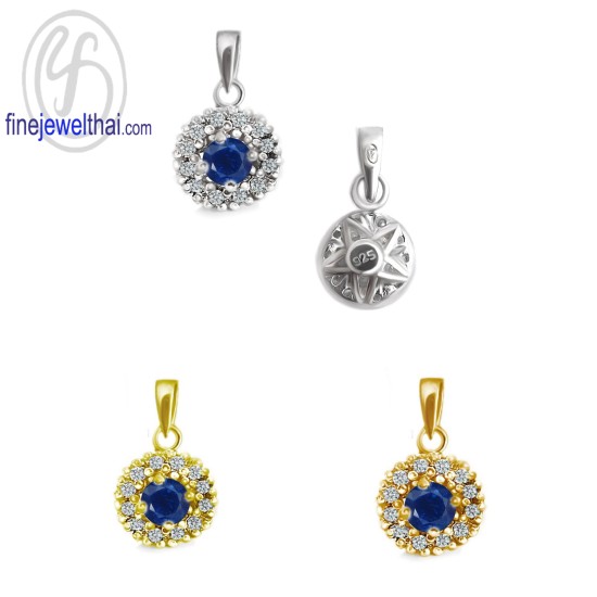 จี้ไพลิน-จี้เพชร-CZ-จี้เงินแท้-พลอยประจำเดือนเกิด-Finejewelthai-P1081cz00e-bl