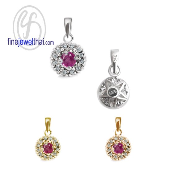 จี้ทับทิม-จี้เพชร-CZ-จี้เงินแท้-พลอยประจำเดือนเกิด-Finejewelthai-P1081rb00e