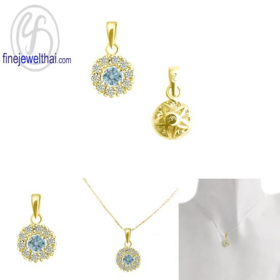 จี้อะความารีน-จี้เพชร-จี้เงิน-เพชร-CZ-พลอยประจำเดือนเกิด-Finejewelthai-P1083aq00e