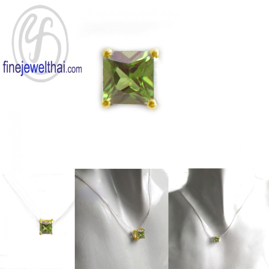จี้เพอริดอท-จี้สร้อยคอ-จี้เงินแท้-เพอริดอทแท้-พลอยประจำเดือนเกิด-Finejewelthai-P1088pd00e