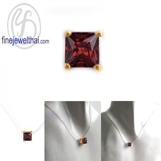 จี้โกเมน-จี้สร้อยคอ-จี้เงินแท้-โกเมน-พลอยประจำเดือนเกิด-Finejewelthai-P1089gm00e