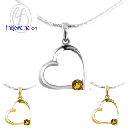 จี้ซิทริน-จี้หัวใจ-จี้พลอย-ซิทรินแท้-พลอยประจำเดือน-P1102ct