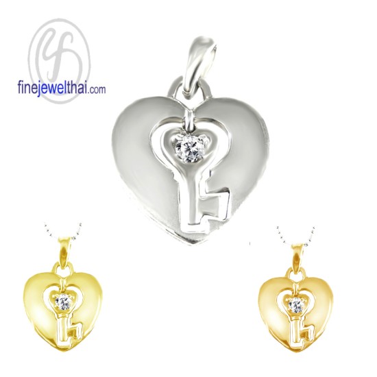 จี้เพชร-จี้หัวใจ-จี้กุญแจ-จี้เงิน-เพชร-cz-พลอยประจำเดือนเกิด-Finejewelthai-P1104cz