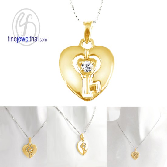 จี้เพชร-จี้หัวใจ-จี้กุญแจ-จี้เงิน-เพชร-cz-พลอยประจำเดือนเกิด-Finejewelthai-P1104cz