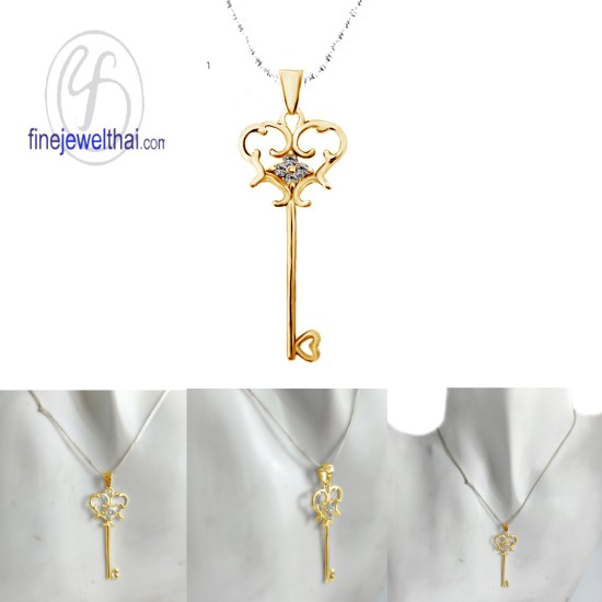 จี้เพชร-จี้กุญแจ-จี้เงิน-เพชร-cz-พลอยประจำเดือนเกิด-Finejewelthai-P1106cz