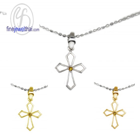 จี้ซิทริน-จี้ไม้กางเขน-จี้พลอย-ซิทรินแท้-พลอยประจำเดือน-P1120ct