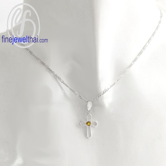 จี้ซิทริน-จี้ไม้กางเขน-จี้พลอย-ซิทรินแท้-พลอยประจำเดือน-P1121ct