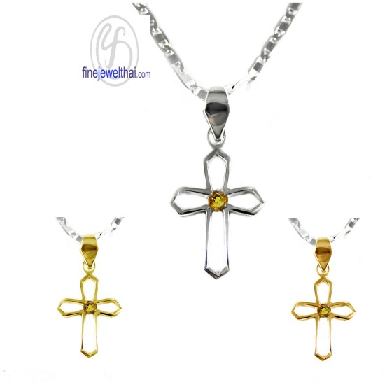 จี้ซิทริน-จี้ไม้กางเขน-จี้พลอย-ซิทรินแท้-พลอยประจำเดือน-P1121ct