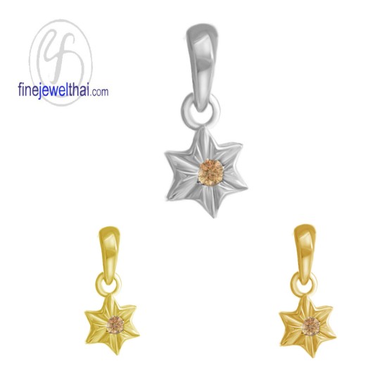 จี้ซิทริน-จี้เงิน-ซิทรินแท้-พลอยประจำเดือนเกิด-Finejewelthai-P1156ct00