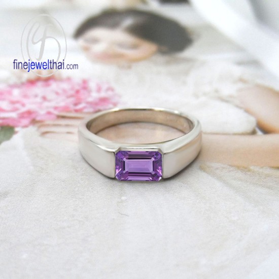 แหวนอะเมทิสต์-แหวนเงิน-แหวนพลอยแท้-แหวนประจำเดือนเกิด-R1004am