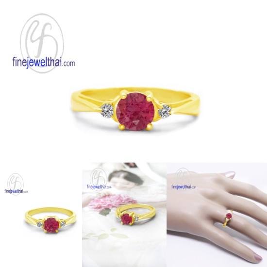 แหวนทับทิม-เพชรcz-แหวนเงิน-แหวนพลอย-ทับทิมแท้-R1110rb