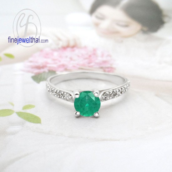 แหวนมรกต-เพชรcz-แหวนเงิน-แหวนพลอยแท้-R1129em