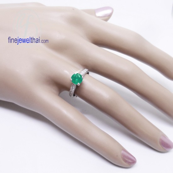แหวนมรกต-เพชรcz-แหวนเงิน-แหวนพลอยแท้-R1129em