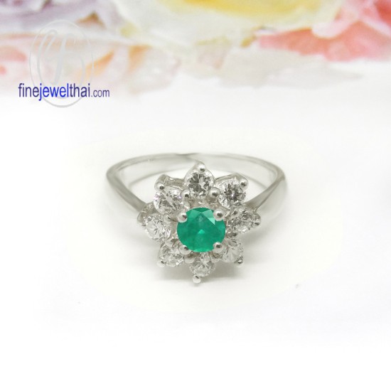 แหวนมรกต-เพชรcz-แหวนเงิน-แหวนพลอยแท้-R1152em