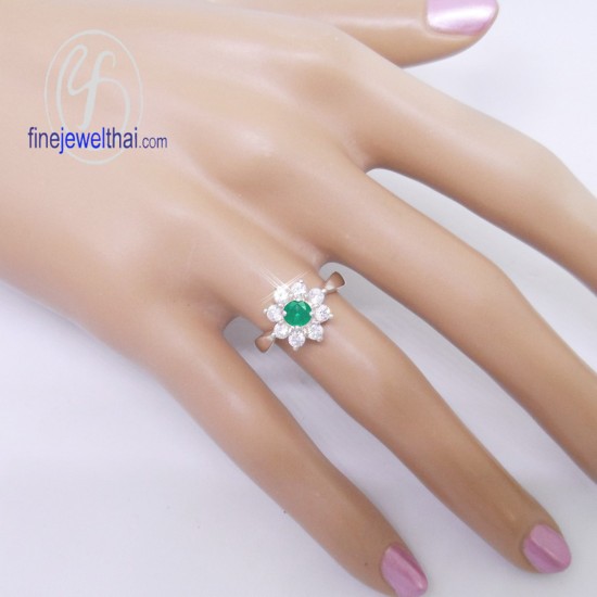แหวนมรกต-เพชรcz-แหวนเงิน-แหวนพลอยแท้-R1152em