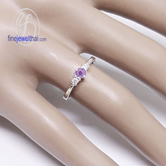 แหวนอะเมทิสต์-แหวนเงิน-เพชรcz-แหวนพลอยแท้-แหวนประจำเดือนเกิด-R1182am