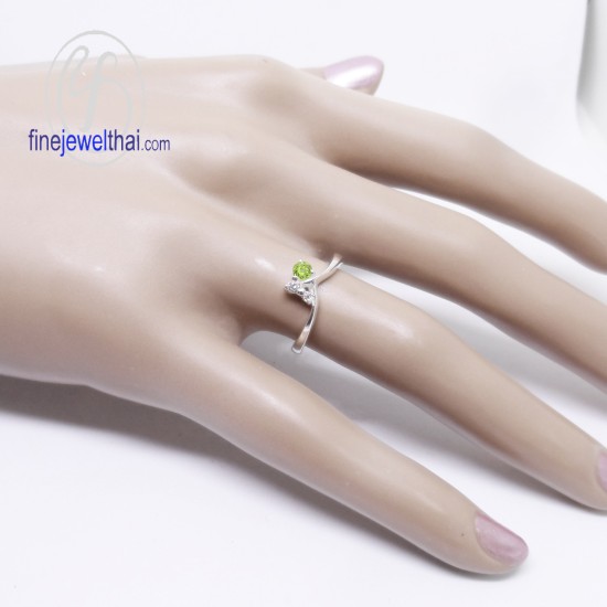 แหวนเพอริดอท-เพชรcz-แหวนเงิน-แหวนพลอย-แหวนประจำเดือนเกิด-R1185pd
