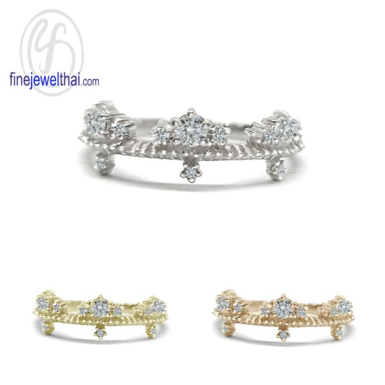 แหวนมงกุฎ-แหวนเจ้าหญิง-แหวนเพชร-แหวนเงินแท้-Finejewelthai-R1396cz