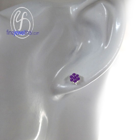 ต่างหูอะเมทิสต์-ต่างหูเงิน-อะเมทิสต์-เงินแท้925-ออกแบบพิเศษ-finejewelthai-E3060am